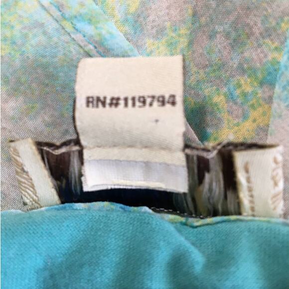 One World 2X Turquoise Blue with Flowing Chiffon Asymmetrical Open Back Top Lay - Picture 5 of 7